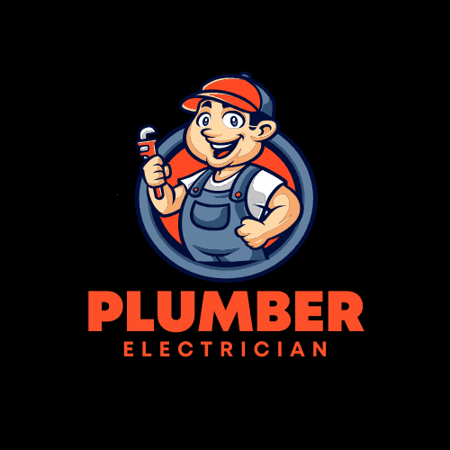 Orange and Yellow Cartoon Plumber Logo